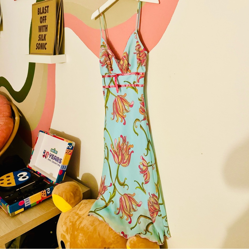 Vintage Y2K Blue Floral Dress